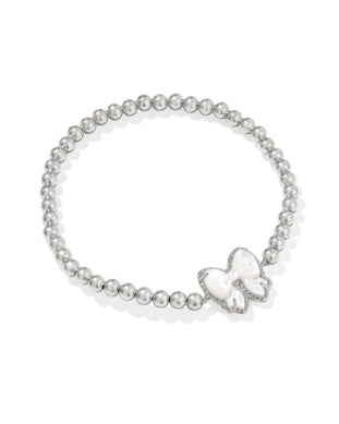 Haley Bow Rhodium Ivory MOP Stretch Bracelet