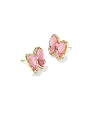 Haley Bow Gold Blush MOP Stud Earrings