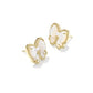 Haley Bow Gold Ivory MOP Stud Earrings