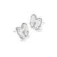 Haley Bow Rhodium Ivory MOP Stud Earrings