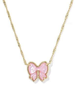 Haley Bow Gold Blush MOP Necklace