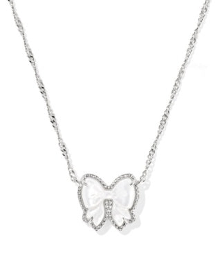 Haley Bow Rhodium Ivory MOP Necklace