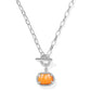 PUMPKIN LINK AND CHAIN NECKLACE SILVER ORANGE MOTHER OF PEARL