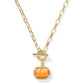PUMPKIN LINK AND CHAIN NECKLACE GOLD ORANGE MOTHER OF PEARL