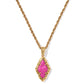 ADELINE SHORT PENDANT NECKLACE VINTAGE GOLD DARK FUCHSIA VARIEGATED MAGNESITE