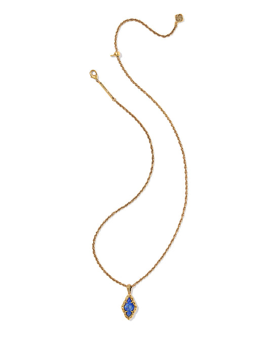 ADELINE SHORT PENDANT NECKLACE VINTAGE GOLD BLUE LAPIS