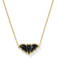 BAT SHORT PENDANT NECKLACE GOLD GOLDEN OBSIDIAN
