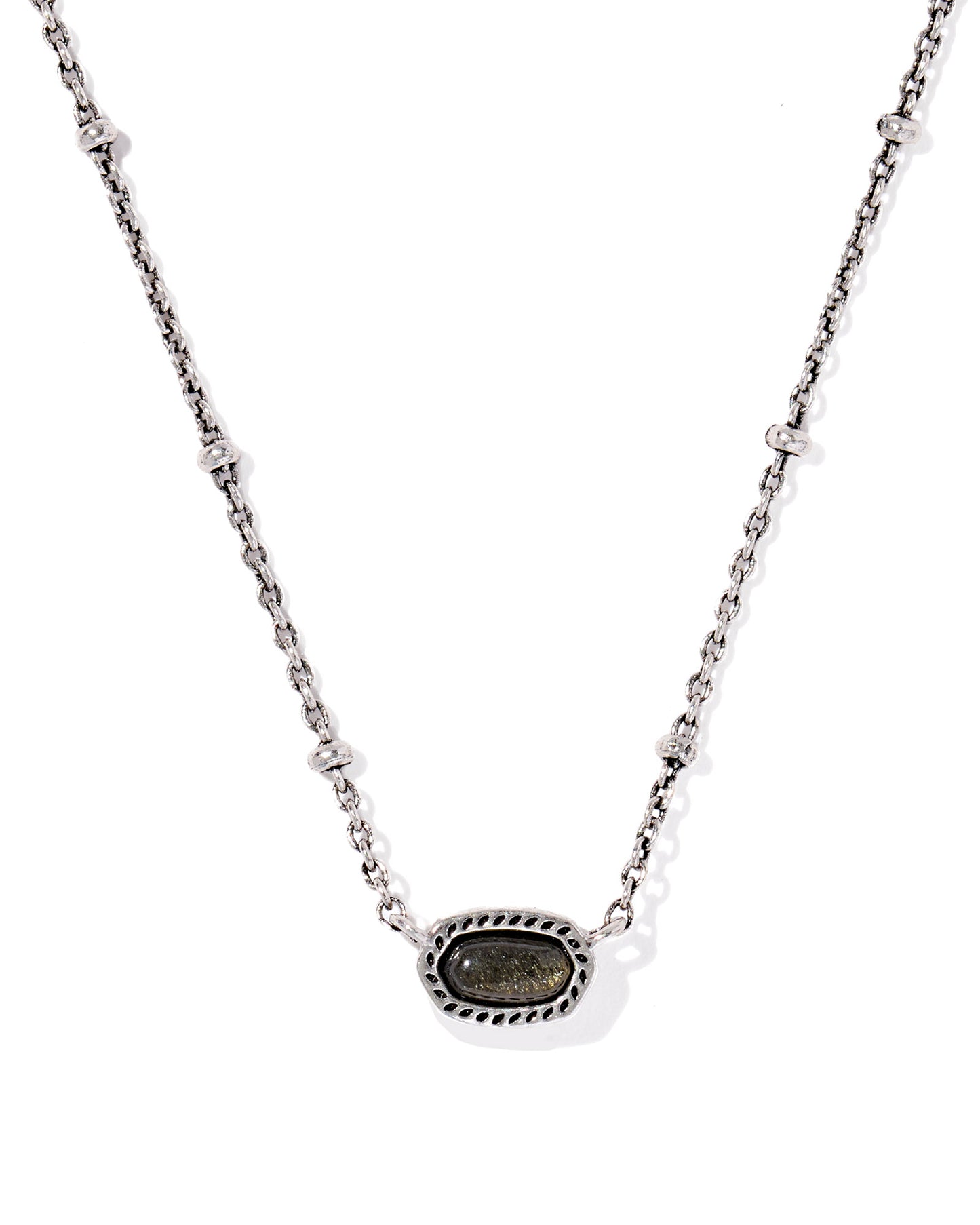 MINI ELISA SATELLITE SHORT PENDANT NECKLACE VINTAGE SILVER GOLDEN OBSIDIAN