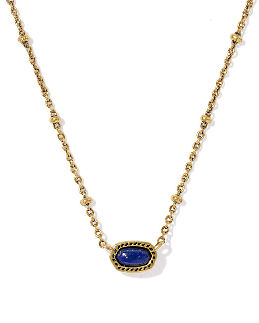 MINI ELISA SATELLITE SHORT PENDANT NECKLACE VINTAGE GOLD BLUE LAPIS
