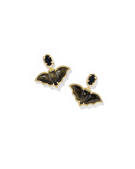 BAT DROP EARRINGS GOLD BLACK MIX