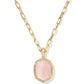 DAPHNE PAVE FRAME SHORT PENDANT NECKLACE GOLD ROSE QUARTZ