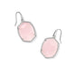 DAPHNE PAVE FRAME DROP EARRINGS SILVER ROSE QUARTZ