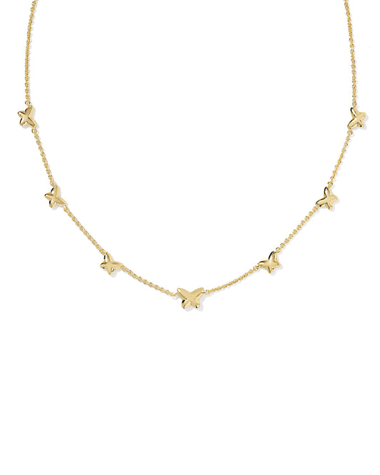 LILLIA BUTTERFLY ENAMEL STRAND NECKLACE GOLD PINK ENAMEL