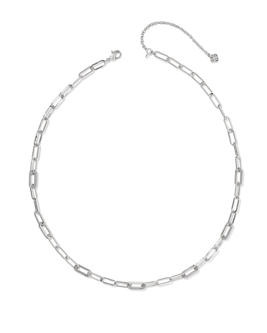 BELLA CHAIN NECKLACE SILVER WHITE CZ
