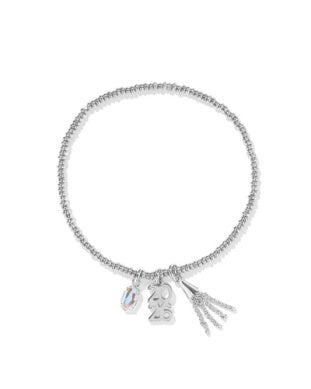 2026 Grad Stretch Bracelet Rhodium Dichroic Glass