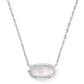 ELISA BOW SHORT PENDANT NECKLACE SILVER IRIDESCENT CRYSTAL IVORY ILLUSION