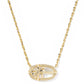 ELISA BOW SHORT PENDANT NECKLACE GOLD IRIDESCENT CRYSTAL IVORY ILLUSION