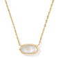 ELISA BOW SHORT PENDANT NECKLACE GOLD IRIDESCENT CRYSTAL IVORY ILLUSION