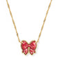 HALEY BOW SHORT PENDANT NECKLACEGOLD SCARLET RED MOTHER OF PEARL