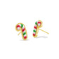 CANDY CANE STUD EARRINGS GOLD RED GREEN MIX