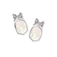 DAPHNE BOW DROP EARRINGS SILVER IRIDESCENT CRYSTAL IVORY ILLUSION