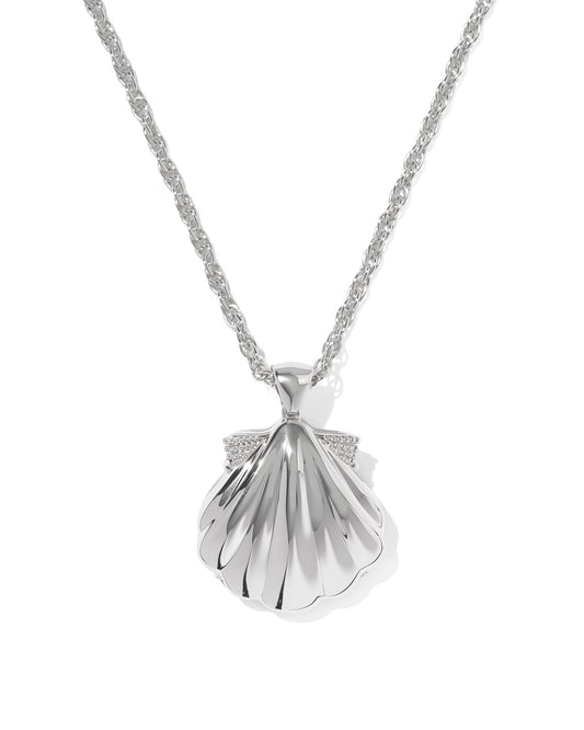 LUCIA SHELL SHORT PENDANT NECKLACE SILVER SEA GREEN CHRYSOCOLLA