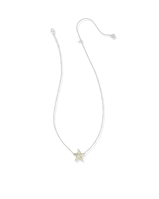 PARKER STARFISH SHORT PENDANT NECKLACE SILVER NATURAL MOTHER OF PEARL