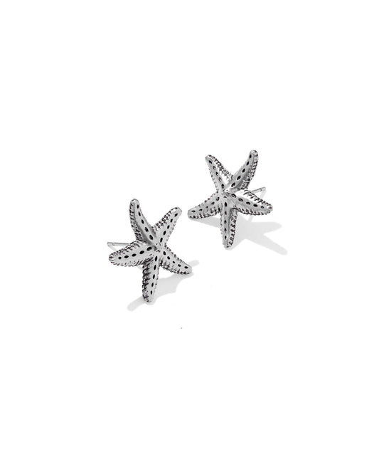 PARKER STARFISH METAL STUD EARRINGS VINTAGE SILVER