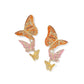 CAILEY ENAMEL BUTTERFLY STATEMENT EARRING GOLD ORANGE PINK MIX
