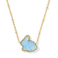 BUNNY SHORT PENDANT NECKLACE GOLD MATTE LIGHT BLUE DICHROIC GLASS