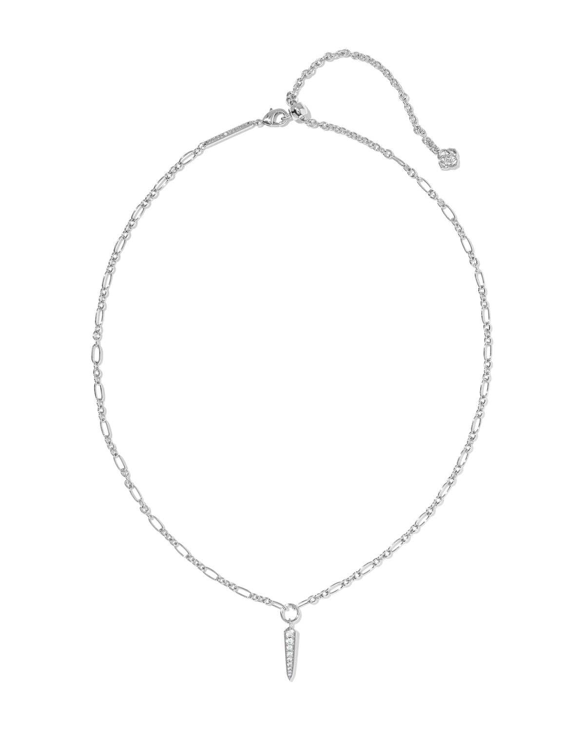 FATE SHORT PENDANT NECKLACE - SILVER WHITE CZ