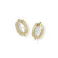ELLIE STEPPED FRAME STUD EARRINGS - GOLD IVORY MOTHER OF PEARL