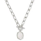 Daphne Link Chain Necklace Rhodium Ivory MOP