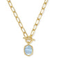 Daphne Link Chain Necklace Gold Light Blue MOP
