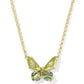 Bianca Butterfly Pendant Necklace Gold Green Mix