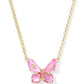 Bianca Butterfly Pendant Necklace Gold Pink Mix