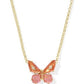 Bianca Butterfly Pendant Necklace Gold Orange Mix
