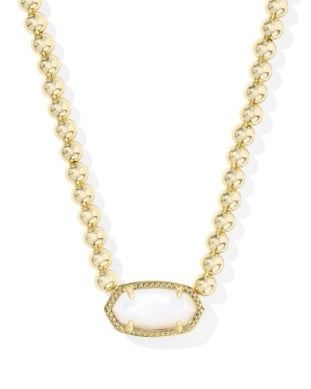 Elisa Beaded Necklace Gold Ivory MOP