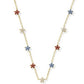 Sierra Star Crystal Strand Necklace Gold Red White Blue Mix