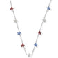 Sierra Star Crystal Strand Necklace Rhodium Red White Blue Mix