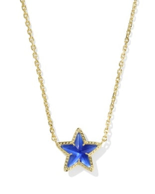Cassidy Short Pendant Necklace Gold Cobalt Illusion