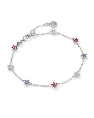 Sierra Star Crystal Delicate Bracelet Silver Red White Blue Mix