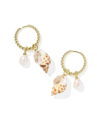 OLEANA HUGGIE EARRINGSGOLD SPOTTED SHELL