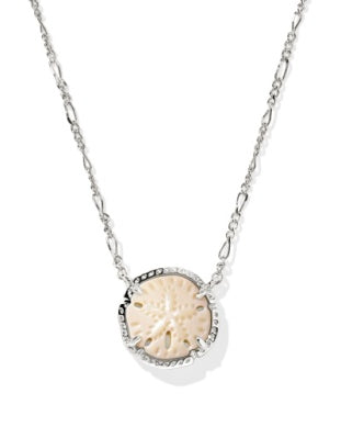 SAND DOLLAR SHORT PENDANT NECKLACE SILVER NATURAL MOTHER OF PEARL