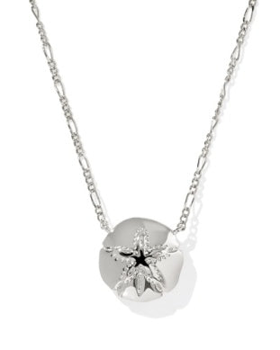 SAND DOLLAR SHORT PENDANT NECKLACE SILVER NATURAL MOTHER OF PEARL