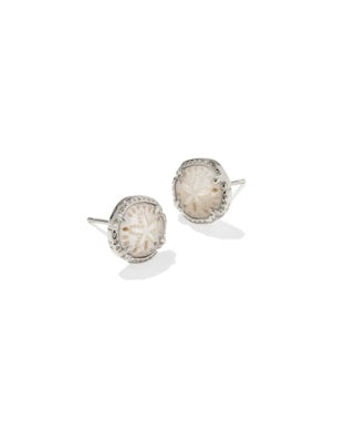 SAND DOLLAR STUD EARRINGS SILVER NATURAL MOTHER OF PEARL