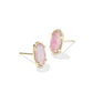 GRAYSON STONE STUD EARRINGS GOLD PINK IRIDESCENT MOTHER OF PEARL