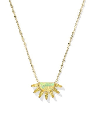 SAMANTHA SUN SHORT PENDANT NECKLACE GOLD YELLOW OPALESCENT RESIN
