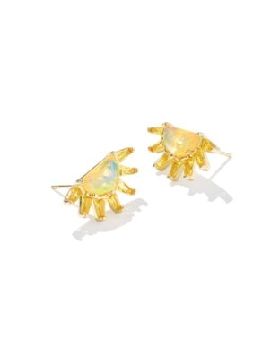 SAMANTHA SUN STUD EARRINGS GOLD YELLOW OPALESCENT RESIN
