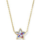 Cassidy Short Pendant Necklace Gold Red White Blue Illusion